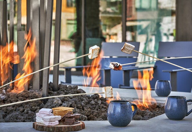 Evening s’mores are a nightly tradition during winter months at Pendry Park City.